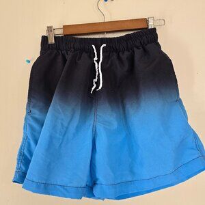 Mens Medium Black and Blue Swim Shorts with Pockets